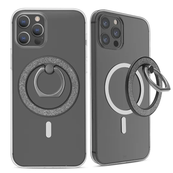 MagSafe Phone grip Holder Kickstand Phone Grip Finger Ring Grip Black Glitter - Picture 3 of 8